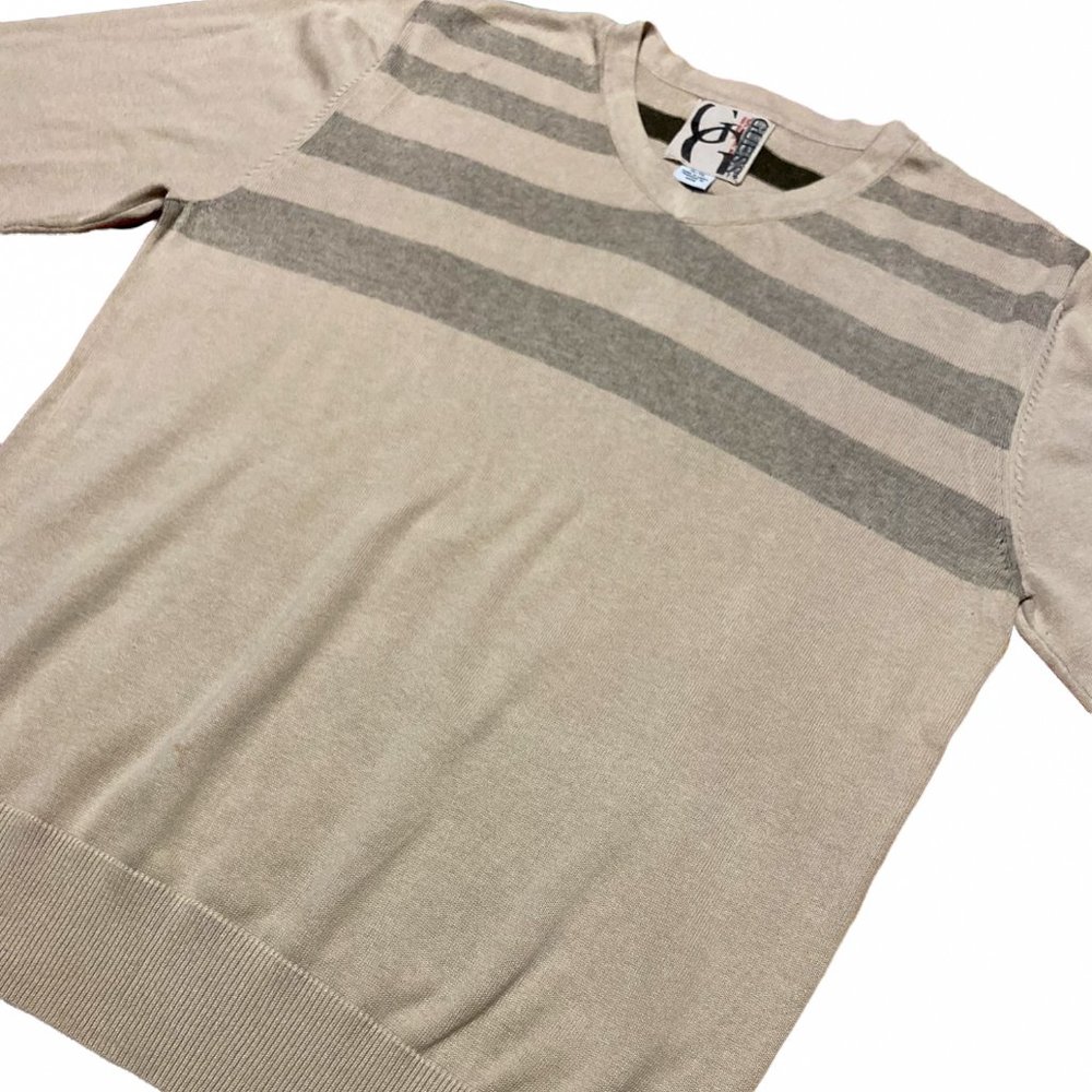 GUESS Vintage V-Neck Striped Thin/Slim Sweater | Men's XL